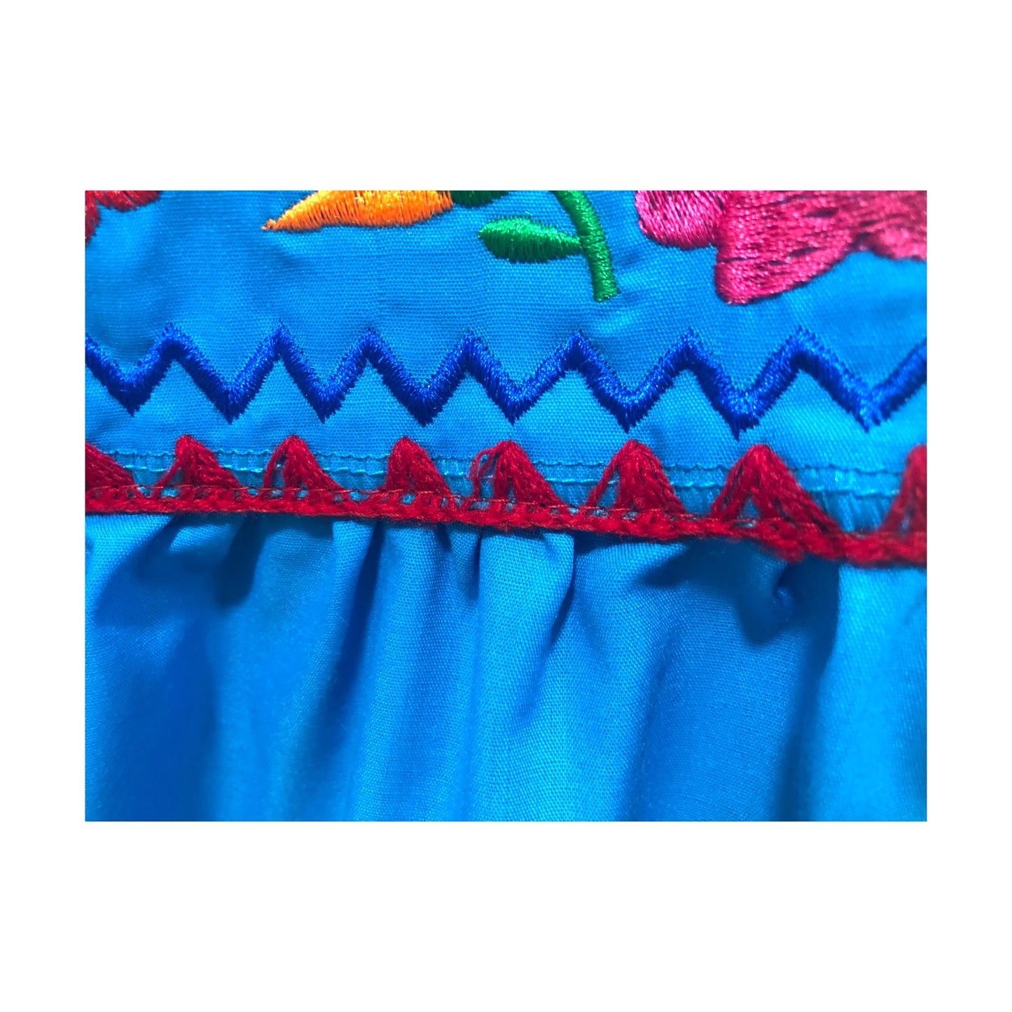 BLUSA MEXICANA TURQUESA MUJER